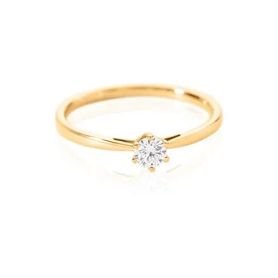 OROVIVO Sonate Damen Ring Gold 585 (14 Karat) Synthetischer Diamant Weiß 0,21 ct, Ring mit Stein OROVIVO Sonate Damen Ring Gold 585 (14 Karat) Synthetischer Diamant Weiß 0,21 ct, Ring mit Stein