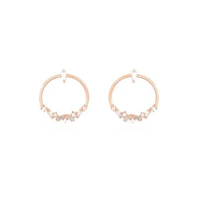 OROVIVO CELINE Damen Ohrringe Lang Silber rosevergoldet 925 Zirkonia Weiß Kreis, Ohrringe Lang mit Stein OROVIVO CELINE Damen Ohrringe Lang Silber rosevergoldet 925 Zirkonia Weiß Kreis, Ohrringe Lang mit Stein