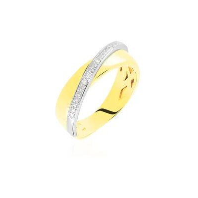 OROVIVO Damen Ring Gold Bicolor 375 (9 Karat) Diamant Weiß 0,020 ct, Ring mit Stein OROVIVO Damen Ring Gold Bicolor 375 (9 Karat) Diamant Weiß 0,020 ct, Ring mit Stein