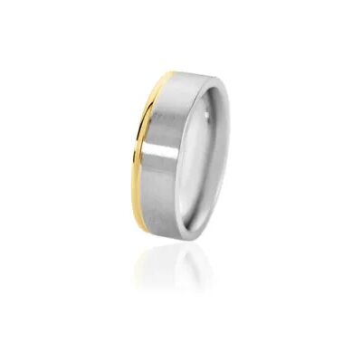 OROVIVO BOND Unisex Ring Edelstahl Bicolor Gold/Silber B 6 mm, Ring ohne Stein OROVIVO BOND Unisex Ring Edelstahl Bicolor Gold/Silber B 6 mm, Ring ohne Stein