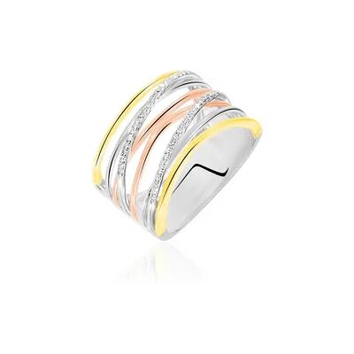 OROVIVO FORCA Damen Ring Gold Tricolor 750 (18 Karat) Diamant Weiß 0,13 ct, Ring mit Stein OROVIVO FORCA Damen Ring Gold Tricolor 750 (18 Karat) Diamant Weiß 0,13 ct, Ring mit Stein