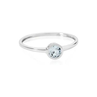 OROVIVO SANNI Damen Ring Weißgold 585 (14 Karat) Topas Blau 0,4 ct, Ring mit Stein OROVIVO SANNI Damen Ring Weißgold 585 (14 Karat) Topas Blau 0,4 ct, Ring mit Stein