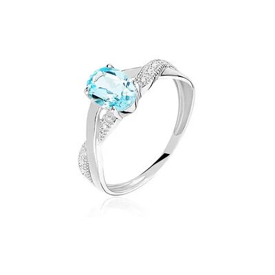 OROVIVO CANDICE Damen Ring Weißgold 375 (9 Karat) Topas Blau 0,920 ct Welle, Ring mit Stein OROVIVO CANDICE Damen Ring Weißgold 375 (9 Karat) Topas Blau 0,920 ct Welle, Ring mit Stein