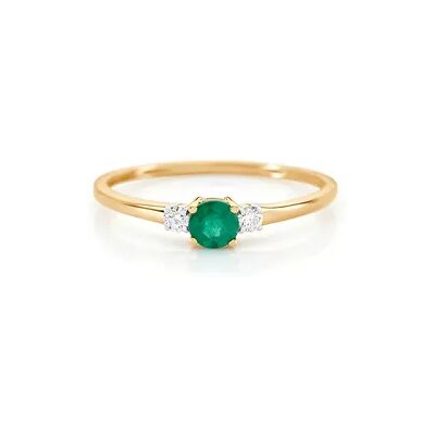 OROVIVO ELISABETH Damen Ring Gold 585 (14 Karat) Smaragd Grün 0,24 ct, Ring mit Stein OROVIVO ELISABETH Damen Ring Gold 585 (14 Karat) Smaragd Grün 0,24 ct, Ring mit Stein