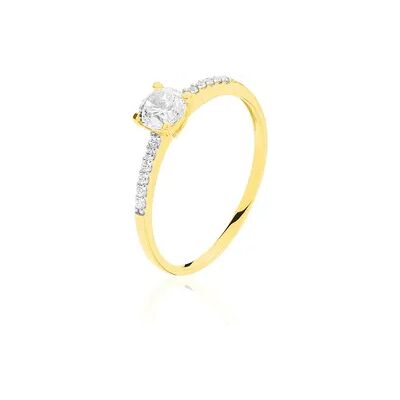 OROVIVO Damen Ring Gold 375 (9 Karat) Zirkonia Weiß 0,940 ct B 20 mm, Ring mit Stein OROVIVO Damen Ring Gold 375 (9 Karat) Zirkonia Weiß 0,940 ct B 20 mm, Ring mit Stein