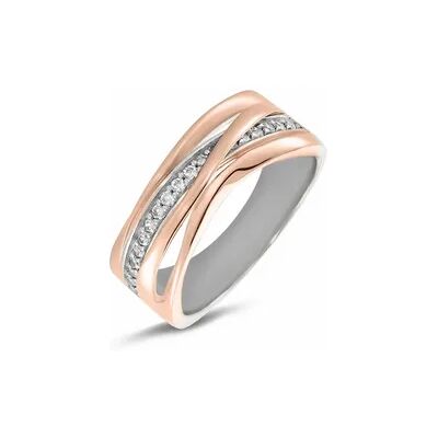 OROVIVO MERY Damen Ring Silber Bicolor Silber/Roségold 925 Zirkonia Weiß 0,28 ct B 4 mm, Ring mit Stein OROVIVO MERY Damen Ring Silber Bicolor Silber/Roségold 925 Zirkonia Weiß 0,28 ct B 4 mm, Ring mit Stein