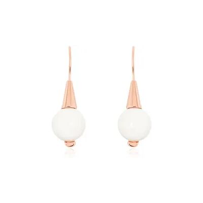 OROVIVO FILIPINKA Damen Ohrringe Lang Edelstahl rosevergoldet Achat Weiß 2,5 ct Kreis, Ohrringe Lang mit Stein OROVIVO FILIPINKA Damen Ohrringe Lang Edelstahl rosevergoldet Achat Weiß 2,5 ct Kreis, Ohrringe Lang mit Stein