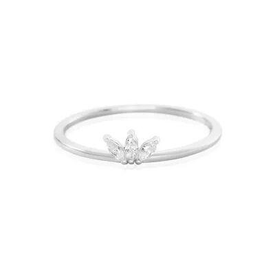 OROVIVO EIRA Damen Ring Silber 925 Zirkonia Weiß 0,04 ct Blume, Ring mit Stein OROVIVO EIRA Damen Ring Silber 925 Zirkonia Weiß 0,04 ct Blume, Ring mit Stein