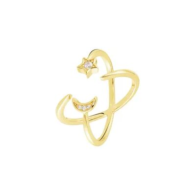 OROVIVO STARS Damen Ring Silber vergoldet 925 Zirkonia Weiß 0,02 ct Stern, Ring mit Stein OROVIVO STARS Damen Ring Silber vergoldet 925 Zirkonia Weiß 0,02 ct Stern, Ring mit Stein