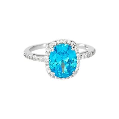 OROVIVO SKYLAR Damen Ring Silber 925 Zirkonia Blau 3,29 ct Rechteckig, Ring mit Stein OROVIVO SKYLAR Damen Ring Silber 925 Zirkonia Blau 3,29 ct Rechteckig, Ring mit Stein