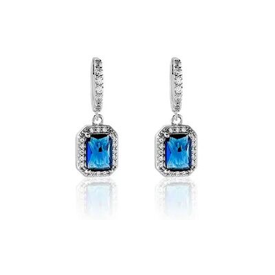 OROVIVO VELOURA Damen Ohrringe Lang Silber 925 Glas Blau 0,26 ct Rechteckig, Ohrringe Lang mit Stein OROVIVO VELOURA Damen Ohrringe Lang Silber 925 Glas Blau 0,26 ct Rechteckig, Ohrringe Lang mit Stein
