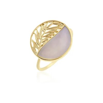 OROVIVO WOLNA Damen Ring Vergoldet Perlmutt Weiß, Ring mit Stein OROVIVO WOLNA Damen Ring Vergoldet Perlmutt Weiß, Ring mit Stein