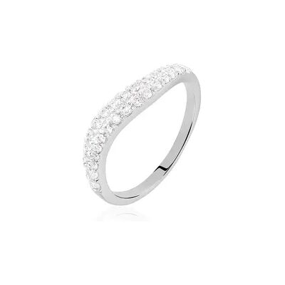 OROVIVO Damen Ring Silber 925 Zirkonia Weiß Welle, Ring mit Stein OROVIVO Damen Ring Silber 925 Zirkonia Weiß Welle, Ring mit Stein