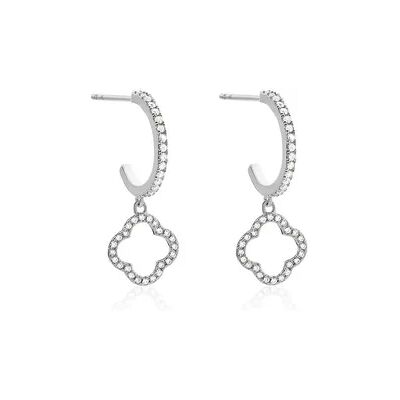 OROVIVO SELENA Damen Ohrringe Lang Silber 925 Zirkonia Weiß Talisman Kleeblatt, Ohrringe Lang mit Stein OROVIVO SELENA Damen Ohrringe Lang Silber 925 Zirkonia Weiß Talisman Kleeblatt, Ohrringe Lang mit Stein