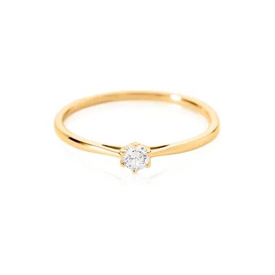 OROVIVO Sonate Damen Ring Gold 585 (14 Karat) Synthetischer Diamant Weiß 0,16 ct, Ring mit Stein OROVIVO Sonate Damen Ring Gold 585 (14 Karat) Synthetischer Diamant Weiß 0,16 ct, Ring mit Stein