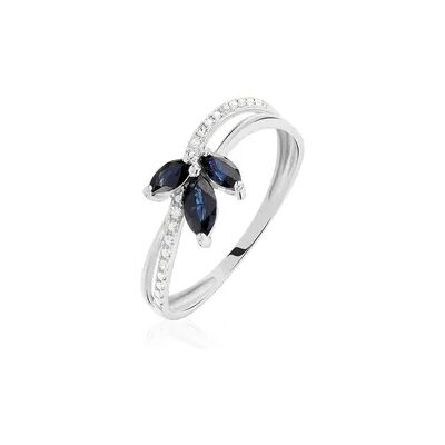 OROVIVO ANGIE Damen Ring Weißgold 375 (9 Karat) Saphir Blau 0,2 ct Welle, Ring mit Stein OROVIVO ANGIE Damen Ring Weißgold 375 (9 Karat) Saphir Blau 0,2 ct Welle, Ring mit Stein