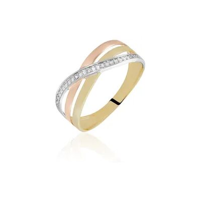 OROVIVO CROISEE 5 Damen Ring Gold Tricolor Gold / Weiß / Rosé 375 (9 Karat) Diamant Weiß 0,020 ct Welle, Ring mit Stein OROVIVO CROISEE 5 Damen Ring Gold Tricolor Gold / Weiß / Rosé 375 (9 Karat) Diamant Weiß 0,020 ct Welle, Ring mit Stein