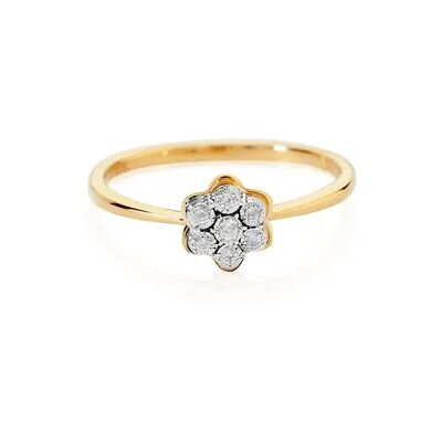 OROVIVO KAROLINE Damen Ring Gold 375 (9 Karat) Diamant Weiß 0,03 ct Blume, Ring mit Stein OROVIVO KAROLINE Damen Ring Gold 375 (9 Karat) Diamant Weiß 0,03 ct Blume, Ring mit Stein