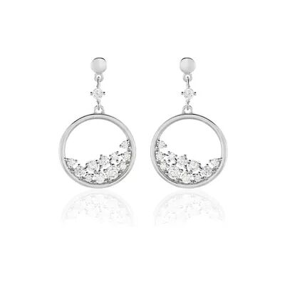 OROVIVO BECCA 02 Damen Ohrringe Lang Silber 925 Zirkonia Weiß Kreis, Ohrringe Lang mit Stein OROVIVO BECCA 02 Damen Ohrringe Lang Silber 925 Zirkonia Weiß Kreis, Ohrringe Lang mit Stein