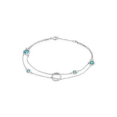 OROVIVO SINAYA Damen Armband Silber Silber 925 Glas Blau 0,13 ct Kreis, Armband mit Stein OROVIVO SINAYA Damen Armband Silber Silber 925 Glas Blau 0,13 ct Kreis, Armband mit Stein