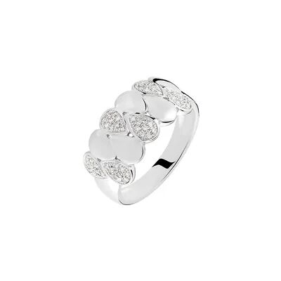 OROVIVO BURBU Damen Ring Weißgold 375 (9 Karat) Diamant Weiß 0,15 ct Blütenblatt, Ring mit Stein OROVIVO BURBU Damen Ring Weißgold 375 (9 Karat) Diamant Weiß 0,15 ct Blütenblatt, Ring mit Stein