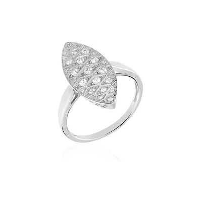 OROVIVO SITAA Damen Ring Weißgold 375 (9 Karat) Zirkonia Weiß 0,08 ct Mandel, Ring mit Stein OROVIVO SITAA Damen Ring Weißgold 375 (9 Karat) Zirkonia Weiß 0,08 ct Mandel, Ring mit Stein