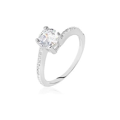 OROVIVO MAELANE 50 Damen Ring Silber 925 Zirkonia Weiß, Ring mit Stein OROVIVO MAELANE 50 Damen Ring Silber 925 Zirkonia Weiß, Ring mit Stein