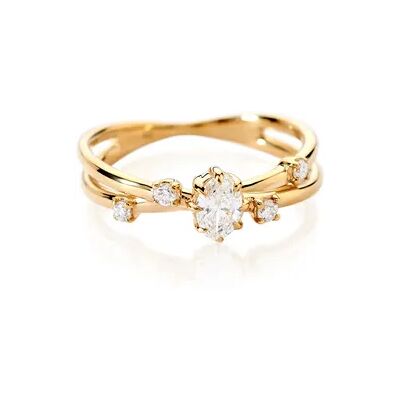 OROVIVO ABIGAIL Damen Ring Gold 375 (9 Karat) Synthetischer Diamant Weiß 0,26 ct, Ring mit Stein OROVIVO ABIGAIL Damen Ring Gold 375 (9 Karat) Synthetischer Diamant Weiß 0,26 ct, Ring mit Stein