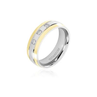 OROVIVO Damen Ring Titan Bicolor Gelb/Silber Zirkonia Weiß 0,09 ct B 6,4 mm, Ring mit Stein OROVIVO Damen Ring Titan Bicolor Gelb/Silber Zirkonia Weiß 0,09 ct B 6,4 mm, Ring mit Stein