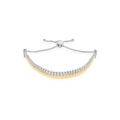 OROVIVO Damen Armband Silber Tricolor 925 Zirkonia Weiß 10,23 ct Halbkreis, Armband mit Stein OROVIVO Damen Armband Silber Tricolor 925 Zirkonia Weiß 10,23 ct Halbkreis, Armband mit Stein