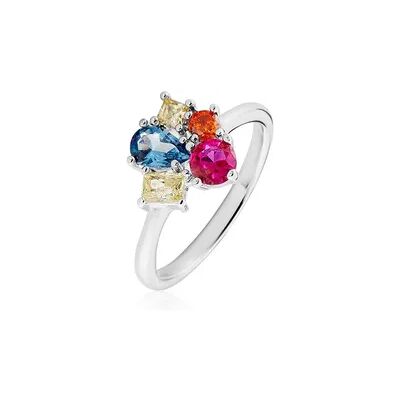 OROVIVO LAYLANI Damen Ring Silber Silber 925 Spinell Rot 0,13 ct Blume, Ring mit Stein OROVIVO LAYLANI Damen Ring Silber Silber 925 Spinell Rot 0,13 ct Blume, Ring mit Stein