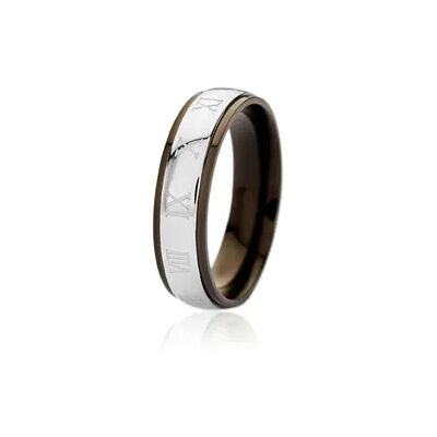 OROVIVO NOAH Herren Ring Edelstahl Bicolor Silber/Schwarz Römisch B 6 mm, Ring ohne Stein OROVIVO NOAH Herren Ring Edelstahl Bicolor Silber/Schwarz Römisch B 6 mm, Ring ohne Stein