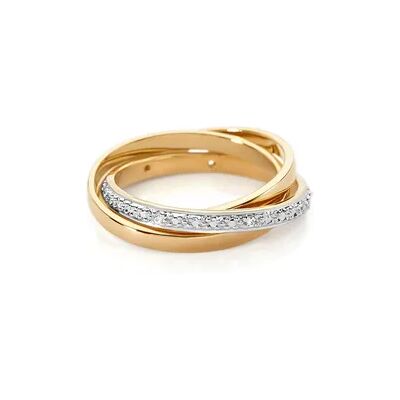 OROVIVO Damen Ring Vergoldet Zirkonia Weiß, Ring mit Stein OROVIVO Damen Ring Vergoldet Zirkonia Weiß, Ring mit Stein