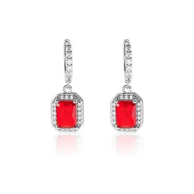 OROVIVO VELOURA Damen Ohrringe Lang Silber 925 Glas Rot 0,26 ct Rechteckig, Ohrringe Lang mit Stein OROVIVO VELOURA Damen Ohrringe Lang Silber 925 Glas Rot 0,26 ct Rechteckig, Ohrringe Lang mit Stein
