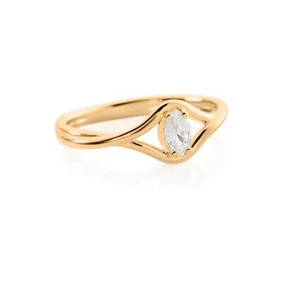 OROVIVO REMI Damen Ring Vergoldet Zirkonia Weiß Tropfen, Ring mit Stein OROVIVO REMI Damen Ring Vergoldet Zirkonia Weiß Tropfen, Ring mit Stein