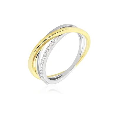 OROVIVO RINI Damen Ring Gold Bicolor 375 (9 Karat) Zirkonia Weiß B 7 mm, Ring mit Stein OROVIVO RINI Damen Ring Gold Bicolor 375 (9 Karat) Zirkonia Weiß B 7 mm, Ring mit Stein