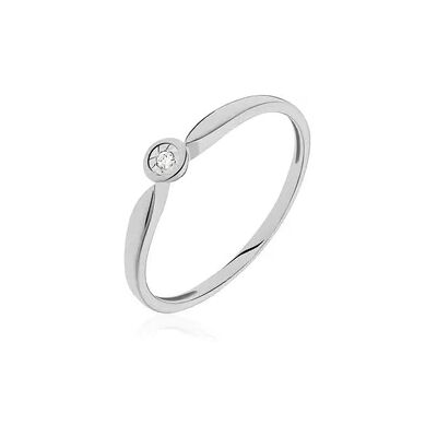 OROVIVO Delicate Damen Ring Weißgold 375 (9 Karat) Diamant Weiß 0,020 ct, Ring mit Stein OROVIVO Delicate Damen Ring Weißgold 375 (9 Karat) Diamant Weiß 0,020 ct, Ring mit Stein