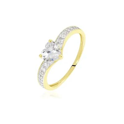OROVIVO Damen Ring Gold 375 (9 Karat) Zirkonia Weiß 1,4 ct Herz, Ring mit Stein OROVIVO Damen Ring Gold 375 (9 Karat) Zirkonia Weiß 1,4 ct Herz, Ring mit Stein