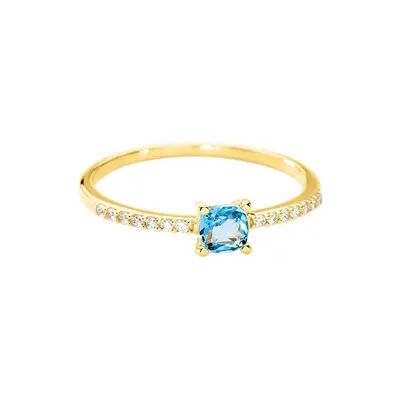OROVIVO Oxicean Damen Ring Gold 375 (9 Karat) Zirkonia Blau Viereck, Ring mit Stein OROVIVO Oxicean Damen Ring Gold 375 (9 Karat) Zirkonia Blau Viereck, Ring mit Stein