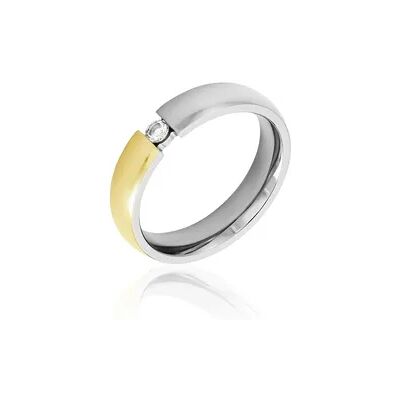 OROVIVO MOLLY Damen Ring Titan Bicolor Gelb/Silber Zirkonia Weiß 0,1 ct B 5 mm, Ring mit Stein OROVIVO MOLLY Damen Ring Titan Bicolor Gelb/Silber Zirkonia Weiß 0,1 ct B 5 mm, Ring mit Stein