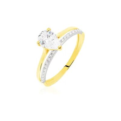 OROVIVO CLARY Damen Ring Gold Bicolor 375 (9 Karat) Zirkonia Weiß 1,31 ct Tropfen, Ring mit Stein OROVIVO CLARY Damen Ring Gold Bicolor 375 (9 Karat) Zirkonia Weiß 1,31 ct Tropfen, Ring mit Stein