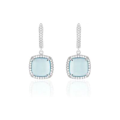 OROVIVO MIRENA Damen Ohrringe Lang Silber 925 Synthetischer Stein Blau 0,36 ct Viereck, Ohrringe Lang mit Stein OROVIVO MIRENA Damen Ohrringe Lang Silber 925 Synthetischer Stein Blau 0,36 ct Viereck, Ohrringe Lang mit Stein