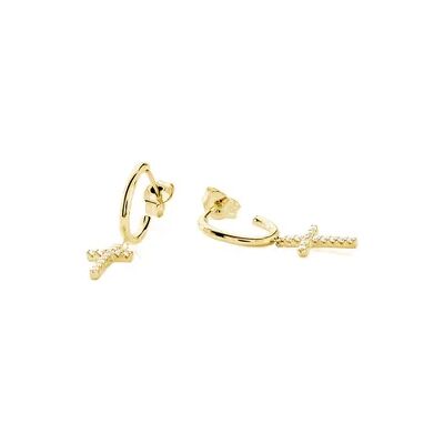 OROVIVO Ponia Damen Ohrringe Lang Gold 375 (9 Karat) Zirkonia Weiß Kreuz, Ohrringe Lang mit Stein OROVIVO Ponia Damen Ohrringe Lang Gold 375 (9 Karat) Zirkonia Weiß Kreuz, Ohrringe Lang mit Stein