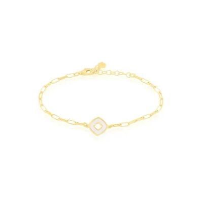 OROVIVO BORBENA Damen Armband Silber vergoldet 925 Perlmutt Weiß Raute, Armband mit Stein OROVIVO BORBENA Damen Armband Silber vergoldet 925 Perlmutt Weiß Raute, Armband mit Stein