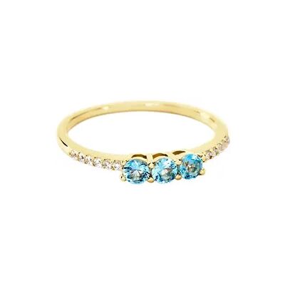 OROVIVO Blue side trilog Damen Ring Gold 375 (9 Karat) Zirkonia Blau, Ring mit Stein OROVIVO Blue side trilog Damen Ring Gold 375 (9 Karat) Zirkonia Blau, Ring mit Stein