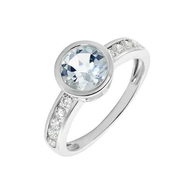 OROVIVO BREEZE Damen Ring Weißgold 375 (9 Karat) Topas Himmelblau 1,55 ct Kreis, Ring mit Stein OROVIVO BREEZE Damen Ring Weißgold 375 (9 Karat) Topas Himmelblau 1,55 ct Kreis, Ring mit Stein