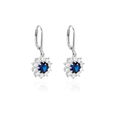 OROVIVO ELOISE Damen Ohrringe Lang Silber 925 Synthetischer Stein Blau 1,85 ct Blume, Ohrringe Lang mit Stein OROVIVO ELOISE Damen Ohrringe Lang Silber 925 Synthetischer Stein Blau 1,85 ct Blume, Ohrringe Lang mit Stein