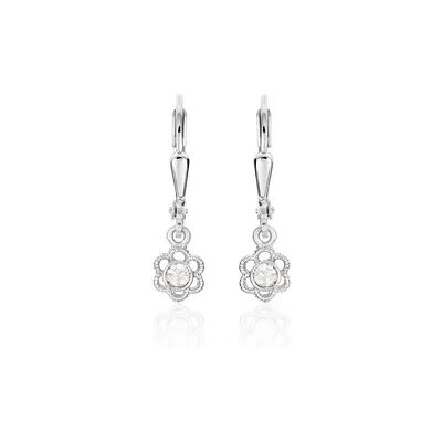 OROVIVO Kinder Ohrringe Lang Silber 925 Strass Weiß Blume, Ohrringe Lang mit Stein OROVIVO Kinder Ohrringe Lang Silber 925 Strass Weiß Blume, Ohrringe Lang mit Stein