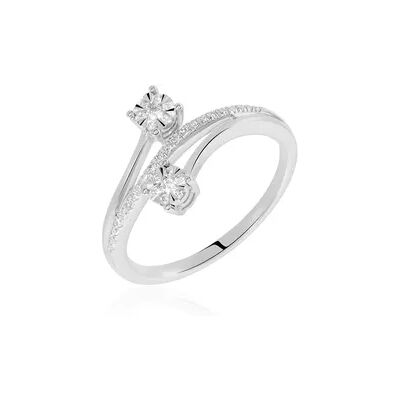 OROVIVO PETALI 2 Damen Ring Weißgold 750 (18 Karat) Diamant Weiß 0,12 ct, Ring mit Stein OROVIVO PETALI 2 Damen Ring Weißgold 750 (18 Karat) Diamant Weiß 0,12 ct, Ring mit Stein