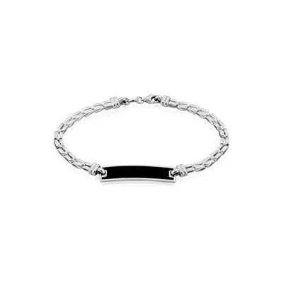 OROVIVO VLAD Herren ID Armband Silber Bicolor Silber/Schwarz 925 Rechteckig, ID Armband ohne Stein OROVIVO VLAD Herren ID Armband Silber Bicolor Silber/Schwarz 925 Rechteckig, ID Armband ohne Stein